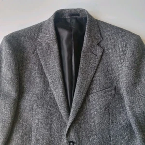 M&S Sartorial Mens Blazer Jacket 44L Moon Tweed Herringbone Grey Single Breasted - Picture 1 of 10