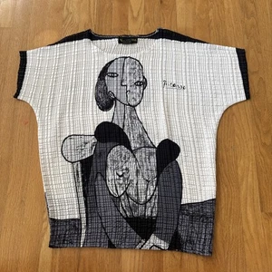 Valentina Shirt Womens One Size Black & White Picasso Textured Art to Wear Artsy - Picture 1 of 6