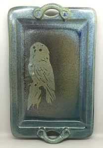RARE Snow Owl DAVID ROSS Platter Snow Creek Studio Art Pottery North Carolina - Picture 1 of 6