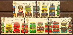 GREAT BRITAIN 2001 BRITISH CLASSIC DOUBLE DECKER BUSES STAMPS SET OF 5V USED - Picture 1 of 2