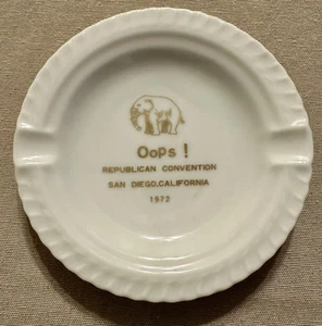 Cenicero blanco vintage cancelado 1972 Convención del Partido Republicano San Diego GOP - Imagen 1 de 5
