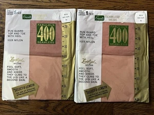 Vintage 1960's 2 PAIRS Grant's Pantyhose Stockings Seamless Nylon Rose Taupe M - Picture 1 of 2