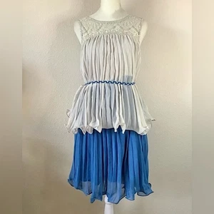 ModCloth RYU Sleeveless Chiffon Dress L Pleated Tiered Fairy Coquette Evening - Picture 1 of 12