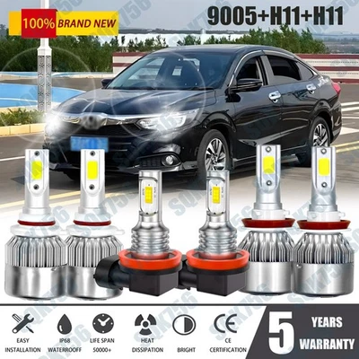 6x 6000K LED Headlight & Fog Light Bulbs Combo Kit For Honda City 2020-2020 - Image 1 of 4