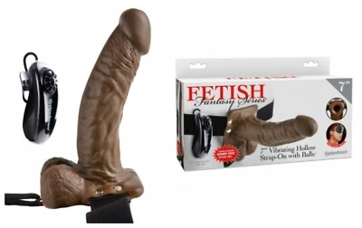 7 INCH VIBRATING HOLLOW STRAP ON FETISH FANTASY DILDO - Image 1 of 4