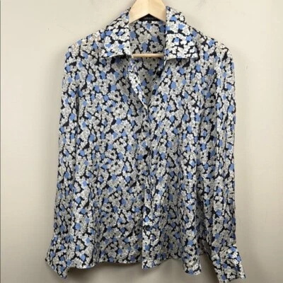 Georges Rech Paris  silk Floral Patterned Shirt in Blue and Black button up - Photo 1/4