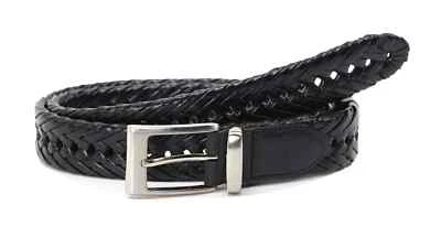 Dockers мужской плетеный ремень кожаный черный серебряная пряжка размер XL 42 - 44 - Изображение 1 из 4