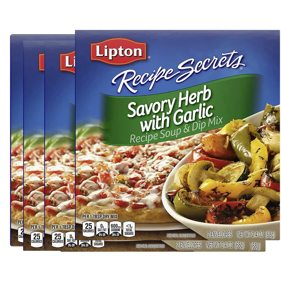 Lipton Recipe Secrets Hierba Salada con Sopa de Ajo y Mezcla de Salsa, 2.4 OZ (Paquete de 4) Foto 1 de 4