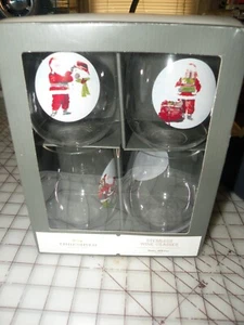 Set 4 NEW Threshold Stemless Wine Glasses SANTA CLAUS Plastic BPA Free CHRISTMAS - Picture 1 of 6