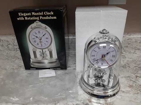 Elegant Plastic Rotating Pendulum Quartz Clock 80988 Mantel Desk Shelf Timepiece Cover