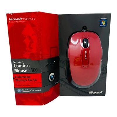 MICROSOFT COMFORT MOUSE 4500 BLACK/RED (BLUE TRACK/TILT WHEEL) NEW IN BOX  - Image 1 of 4