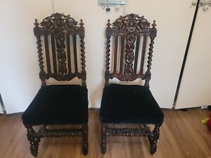 Pair Of Victorian Carved Gothik Chairs