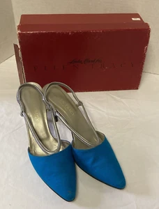 Ellen Tracy Women's Teal and Silver Slingback Shoes Pointed Toe 3"Heel Size 8.5N - Picture 1 of 7