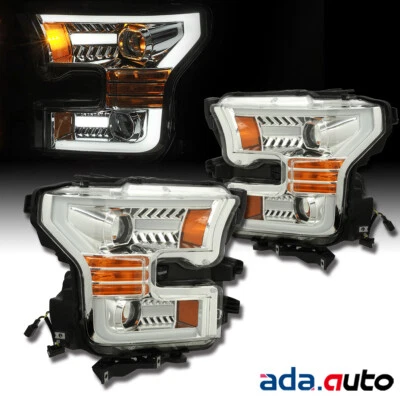 2015-2017 Ford F-150 [Ultron Neon Tube] Chrome LED Projector Headlights Pair - Image 1 of 4