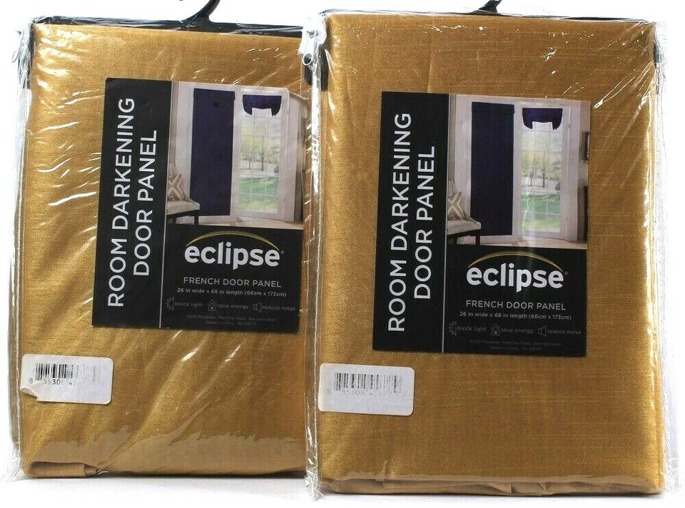 2 Count Eclipse Room Darkening French Door Panels 26"W x 68"L Gold Energy Saver - Image 1 of 2