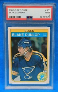 1982 O-PEE-CHEE # 301 Blake Dunlop PSA 9 MINT # 92281578 St. LOUIS BLUES !!!!! - Picture 1 of 2