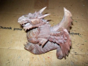 Figura de dragón de madera vintage sin marca de 6 pulgadas de alto - Imagen 1 de 7