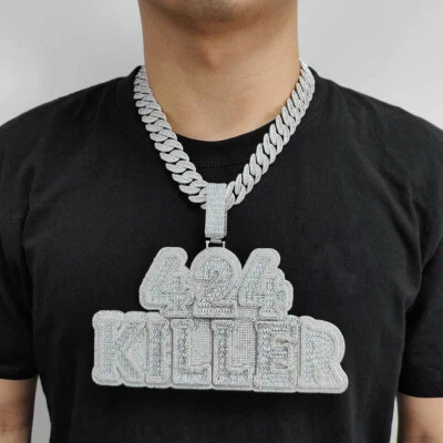 Collares colgantes Hip Hop grandes de la A a la Z letras personalizadas blancas 5A circonitas joyas para hombre Foto 1 de 4