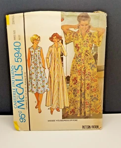 Vintage McCall's Sewing Pattern #5940 Misses' Housedress/Robe 1978 Size SM 10-12 - Picture 1 of 7
