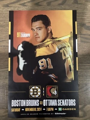 Boston Bruins Nikita Zadorov #91 11/9/24 Game Poster 24~25 VS Ottawa Senators - Image 1 of 2