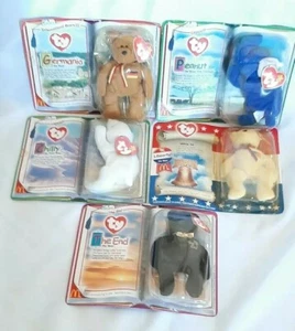 Lot of 5 Pre-owned Legends, International, American Trio, The End Beanie Babies - Picture 1 of 11