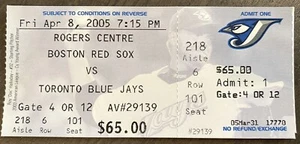 Boston Red Sox at Toronto Blue Jays 4/8/2005 Home Opener Ticket Roy Halladay HOF - Picture 1 of 2