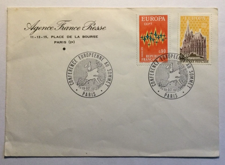 Timbre de FRANCE     N° 1714-1715 " Conférence Européenne au sommet " 1972 - Photo 1/1