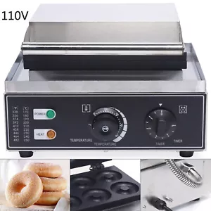 6 Löcher kommerzielle elektrische Donutmaschine Antihaft-Waffel Donut Backmaschine - Bild 1 von 15