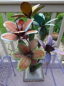 Vtg Brutalist Standing Flower Sculpture Tin Metal Mid Century Folk Art - Picture 1 of 13