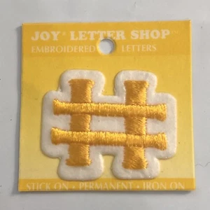Joy Letter Shop amarillo # 1,5"" hierro en hashtag signo con número de hashtag aplique bordado - Imagen 1 de 4
