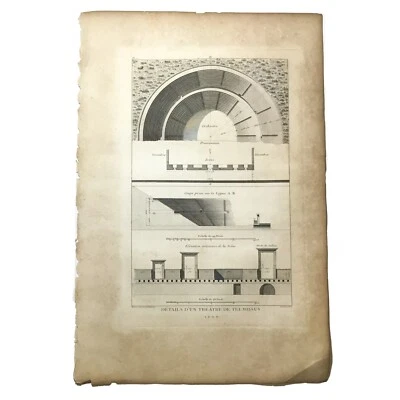 Rare Book Plate, Architecture, Greece, Details of a Telmissus Theater, Etching - Image 1 of 4