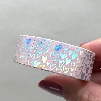 Holographic Foil Heart Washi Tape Valentine's Day Scrapbooking Journals Cards - Image 1 of 3