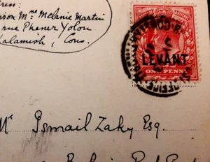GREAT BRITAIN LEVANT 1911 BRITISH OFFICE IN CONSTANTINOPLE TURKEY PC TO LONDON - Picture 1 of 6