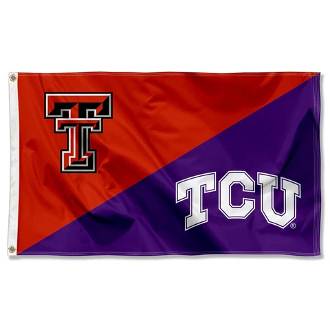 Texas Tech vs Texas Christian House Divided 3x5 Flag Banner Cover