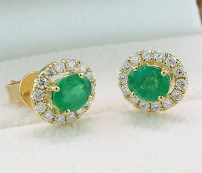 Smaragd Brillant Ohrstecker 18 Karat 750  Gelbgold Wert 2.800 Euro  Neu - Bild 1 von 3