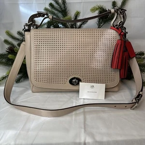 COACH LEGACY PERFORATED LEATHER ROMY CONVERTIBLE TOP HANDLE BAG 22386 - Picture 1 of 18