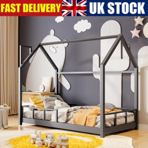 Solid Pine Wood Treehouse Single Bed Frame Kids Bed Child Floor Bedframe Bedroom - Picture 1 of 20