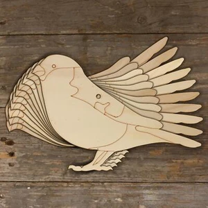 10x Wooden Bullfinch Side On Standing Craft Shape 3mm Ply Birds Shape - Picture 1 of 4