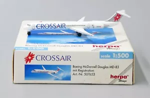 Crossair MD-83 Reg: HB-INV Herpa scala 1:500 modello pressofuso 507653 - Foto 1 di 7