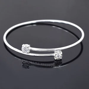 Amazing Certified White Diamonds Bangle Bracelet 925 Silver ! FREE Diamond studs - Picture 1 of 12
