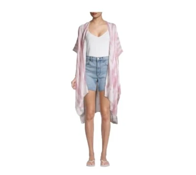 Steve Madden Rosa Claro Tie-Dye Viscosa Cubrir Plumero Kimono Nadar Playa Piscina Foto 1 de 4