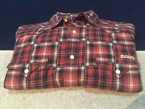 Lucky Brand Cotton Sportswear Western Red Plaid Shirt Medium Long Sleeve