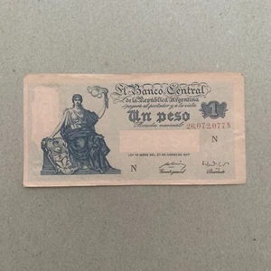 1951 ARGENTINA UN PESO banconota moneta argentina cartamoneta rosa - Foto 1 di 3