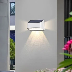Solar LED Wandleuchte 6W 6500K Außenleuchte mit Bewegungssensor Dämmerungssensor - Bild 1 von 13