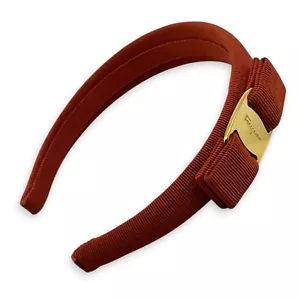 Salvatore Ferragamo Vara Bow Headband Orange with Gold-Tone Accents - Picture 1 of 20