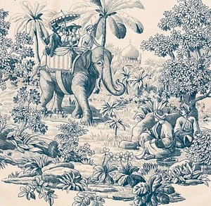 MANUEL CANOVAS Bengale Paon Cotton Chinoiserie Remnant New - Picture 1 of 1