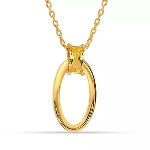 925 Sterling Silver 14K Gold-Plated Yellow CZ Pendant Necklace for Women 18 IN - Picture 1 of 5