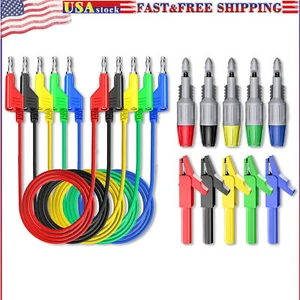 Stackable Banana to Banana Plug Test Leads Wire Piercing Probe Alligator Clip - Picture 1 of 7