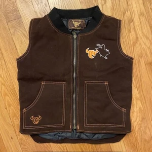 Cowboy Hardware Rodeo 8 Brown Western Graphic Victory Lined Vest Size M 7/8 - Picture 1 of 9