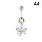 Dangled Belly Button Rings Surgical Steel Navel Piercing Crystal Bee Belly R F❤J